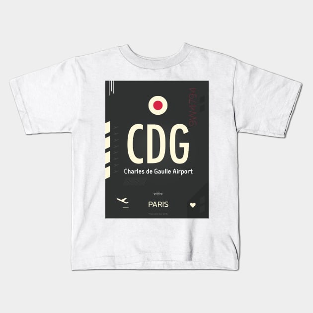 CDG Charles de Gaulle Airport Kids T-Shirt by Woohoo